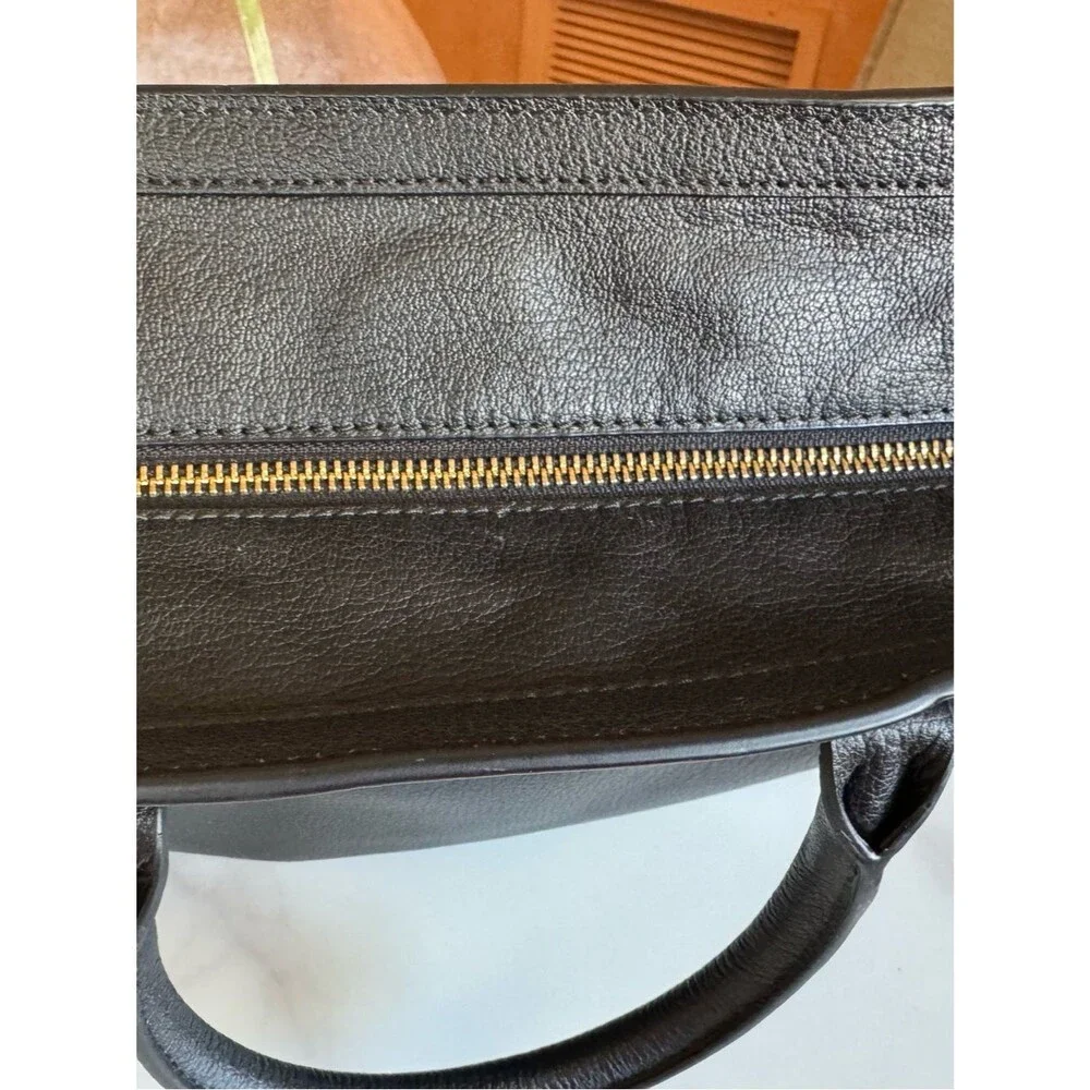 Tory Burch Robinson Pebbled Leather Satchel Black Gold 2 Detachable Straps